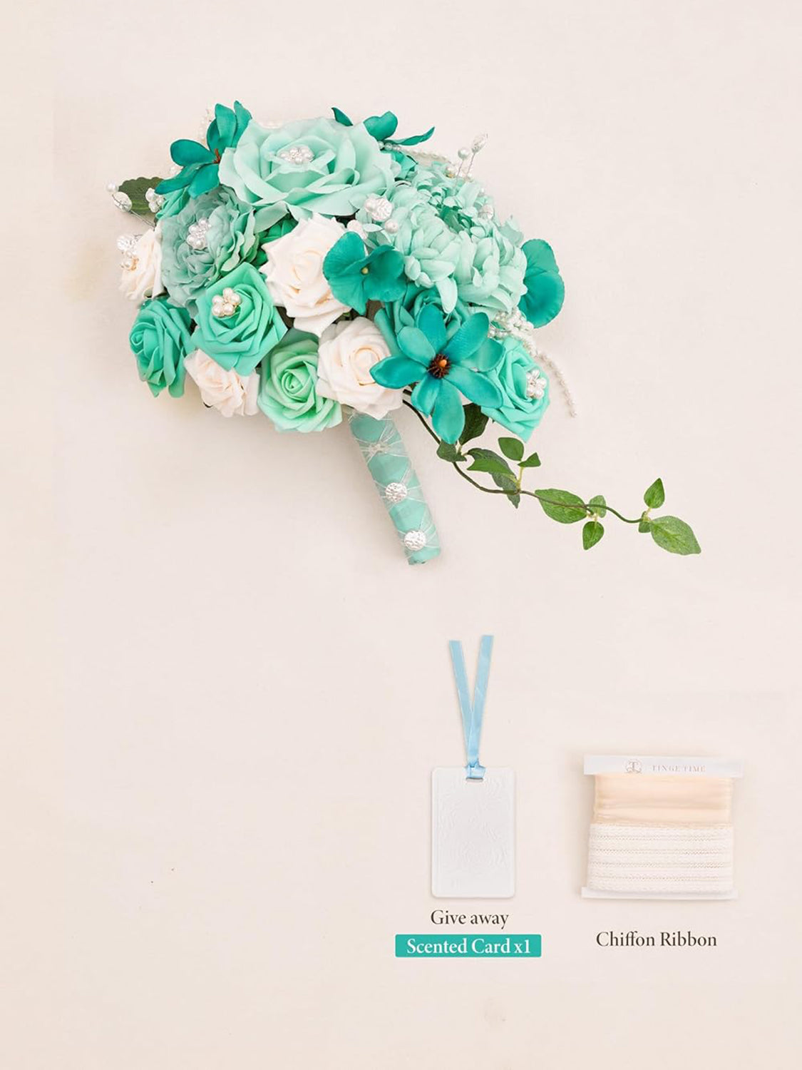 Teal Green & Champange Wedding Bouquets for Bride