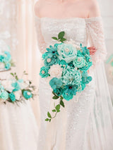 Teal Green & Champange Wedding Bouquets for Bride