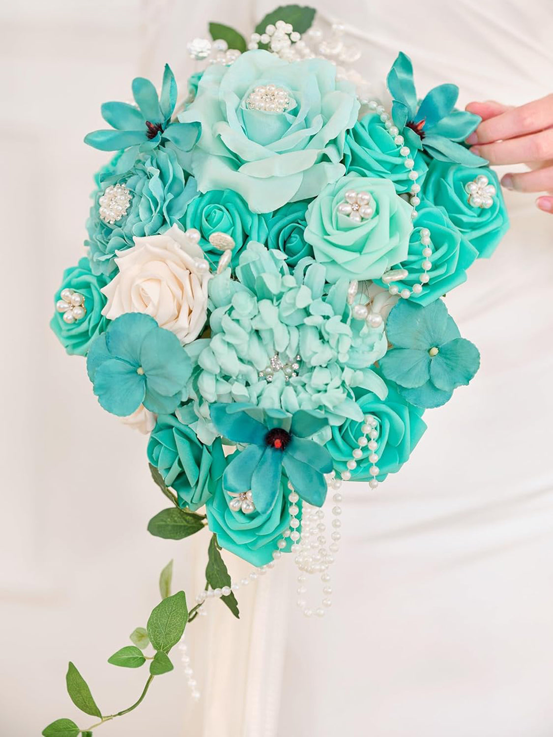 Teal Green & Champange Wedding Bouquets for Bride