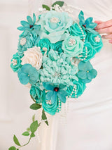 Teal Green & Champange Wedding Bouquets for Bride