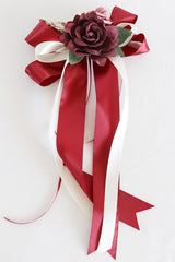 Red Wedding Car Mirror Decorations 14 Inch 2 Pack Bow Flowers