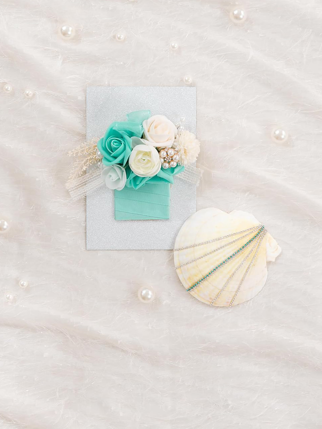Teal Green & champagne Men Wedding Boutonniere Groom Single