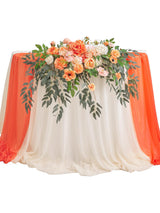 Coral Pink & Champagne Wedding Centerpiece Artificial Sweetheart Flower Swag 39.37 Inch Pack of 3