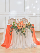 Coral Pink & Champagne Wedding Centerpiece Artificial Sweetheart Flower Swag 39.37 Inch Pack of 3