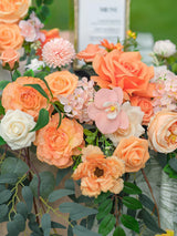 Coral Pink & Champagne Wedding Centerpiece Artificial Sweetheart Flower Swag 39.37 Inch Pack of 3
