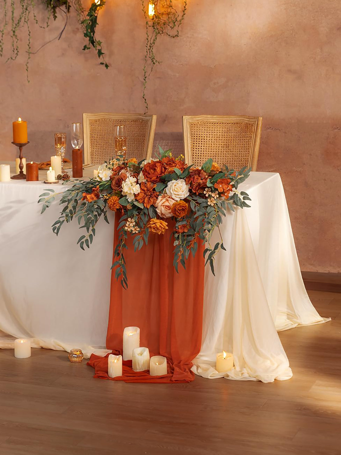 Terracotta Wedding Centerpiece Artificial Sweetheart Flower Swag 25 Inch Pack of 3