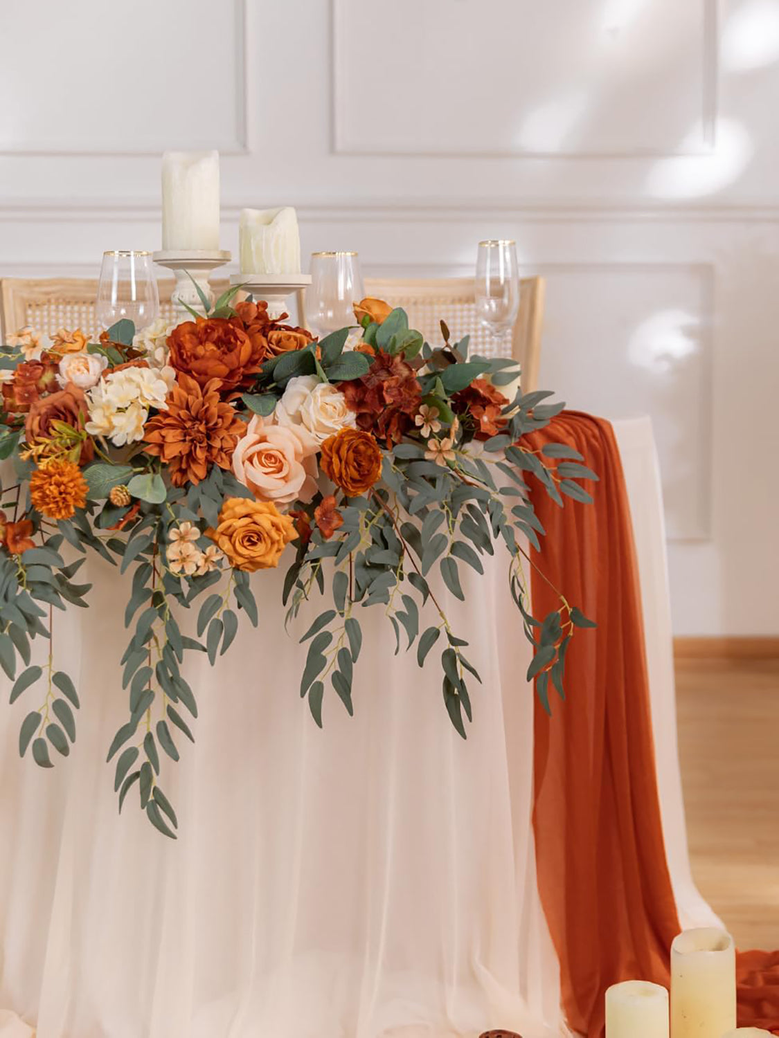 Terracotta Wedding Centerpiece Artificial Sweetheart Flower Swag 25 Inch Pack of 3