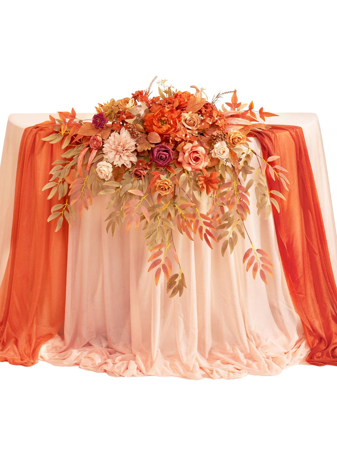 Maple Red Wedding Centerpiece Artificial Sweetheart Flower Swag 20 Inch Pack of 3