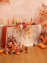 Maple Red Wedding Centerpiece Artificial Sweetheart Flower Swag 20 Inch Pack of 3