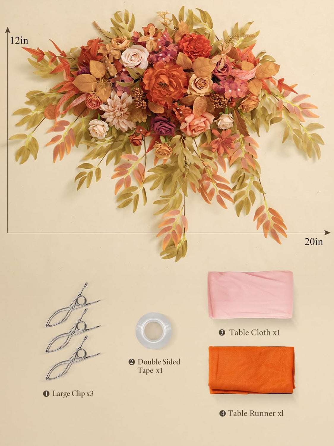 Maple Red Wedding Centerpiece Artificial Sweetheart Flower Swag 20 Inch Pack of 3