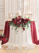 Burgundy Red Wedding Centerpiece Artificial Sweetheart Flower Swag 37.4 Inch Pack of 3