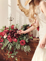 Burgundy Red Wedding Centerpiece Artificial Sweetheart Flower Swag 37.4 Inch Pack of 3