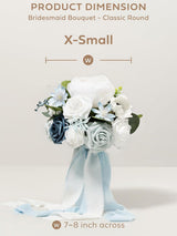 Dusty Blue & Navy Artificial Wedding Flower Bridesmaids Bouquets 7-inch