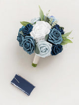 Noble Navy Blue Artificial Wedding Flower Bridesmaids Bouquets 7 Inch