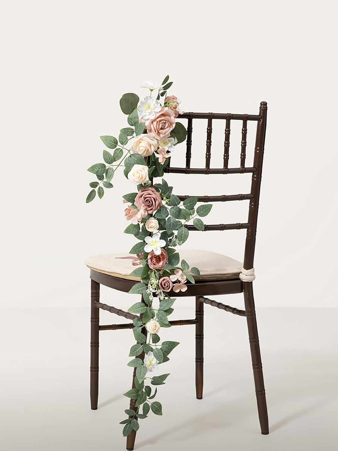 Dusty Rose And Cream Pew Flowers Aisle Wedding Chair Decorations 10 Pcs 6.5*30 Inch