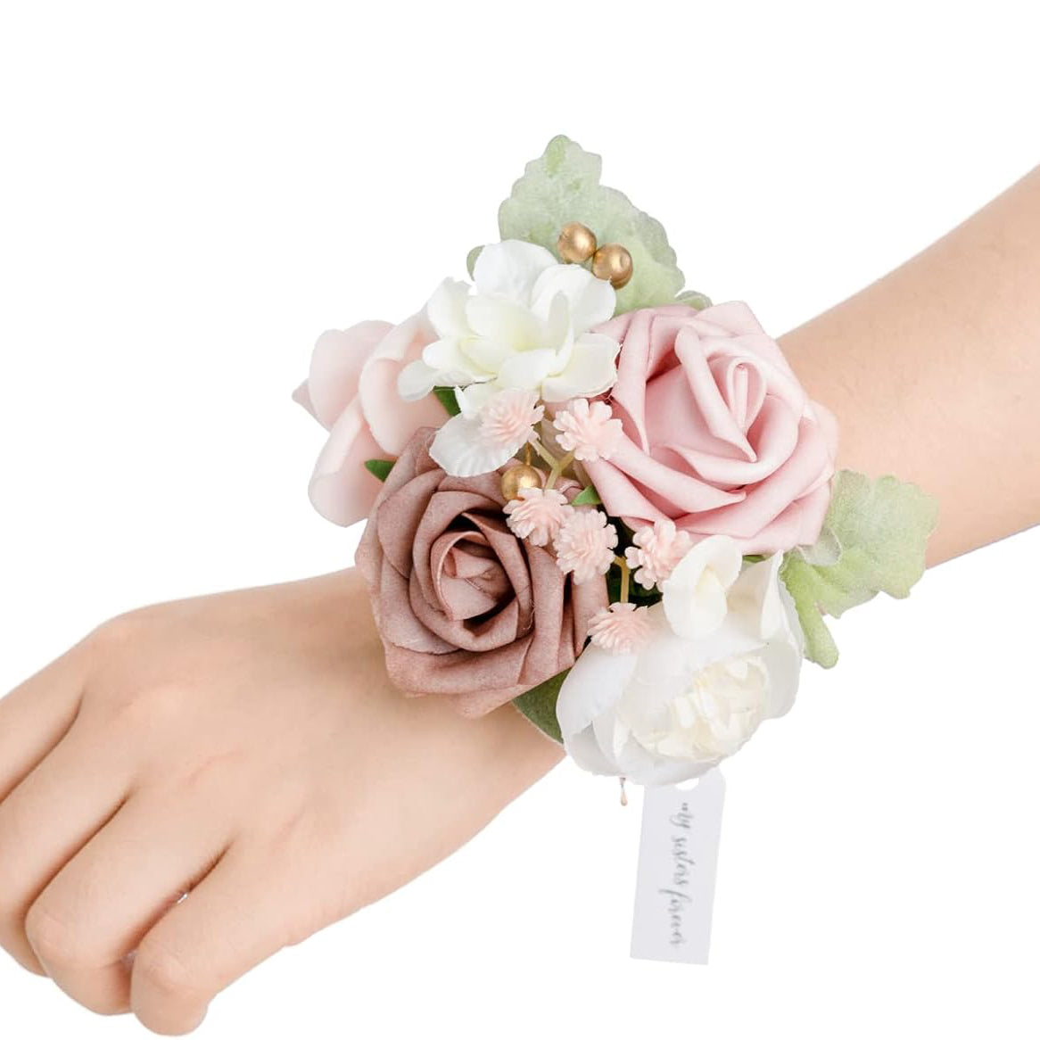 Dusty Rose Prom Wrist Corsage Artificial Flowers 2 Pack