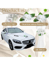 Wedding Car Decoration Set White Artificial Flower With Satin Ribbons Wcd White
