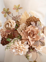 Gold Brown Artificial Wedding Flower Bridesmaids Bouquets 7 Inch