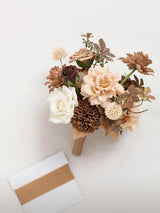Gold Brown Artificial Wedding Flower Bridesmaids Bouquets 7 Inch