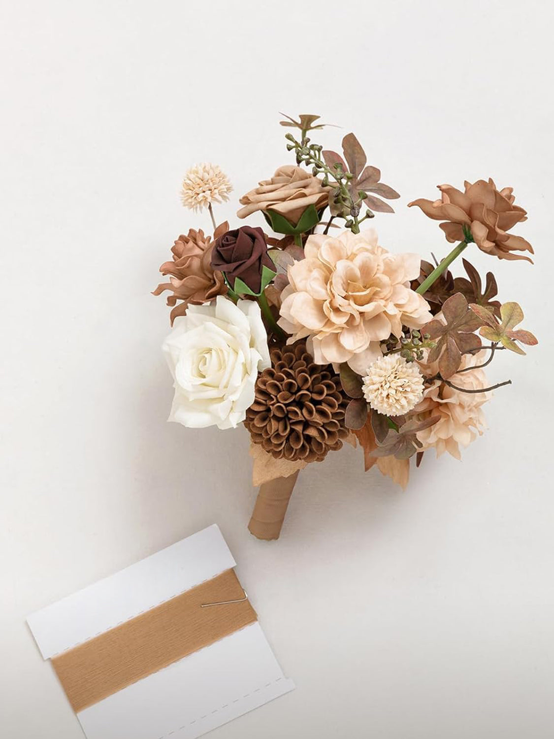 Gold Brown Artificial Wedding Flower Bridesmaids Bouquets 7 Inch