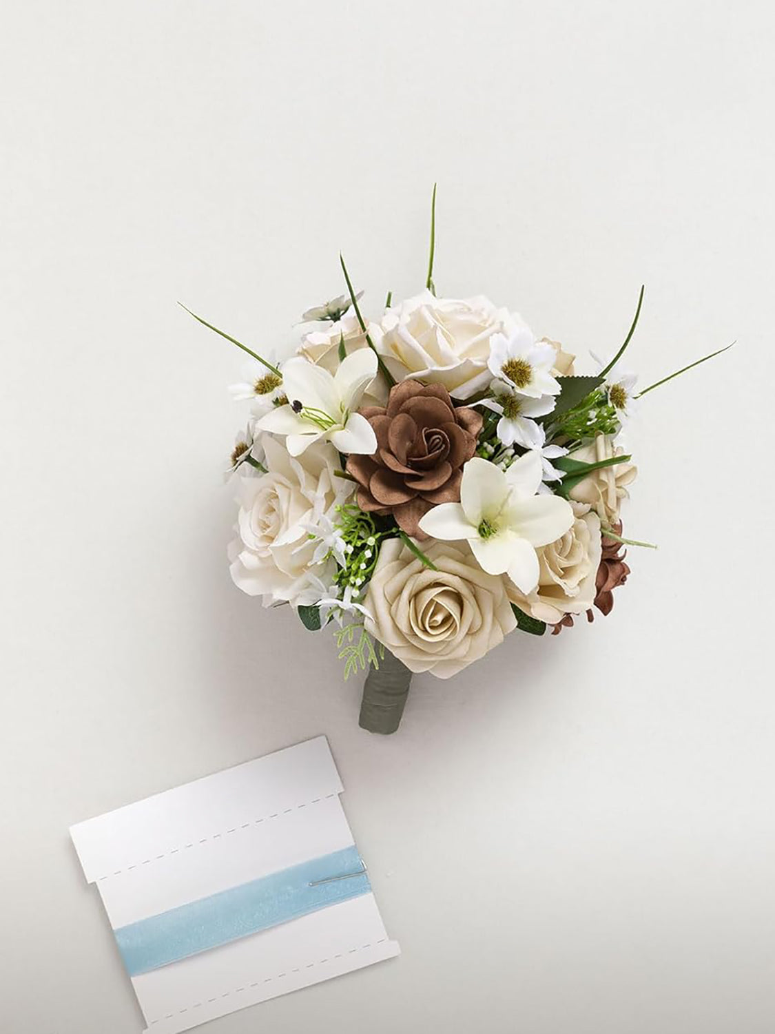 Brown Artificial Wedding Flower Bridesmaids Bouquets 7 Inch