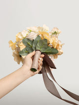 Soft Peach & Brown Artificial Wedding Flower Bridesmaids Bouquets 7 Inch