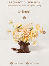 Soft Peach & Brown Artificial Wedding Flower Bridesmaids Bouquets 7 Inch