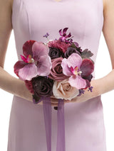 Deep Plum Artificial Wedding Flower Bridesmaids Bouquets 7 Inch