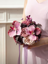 Deep Plum Artificial Wedding Flower Bridesmaids Bouquets 7 Inch