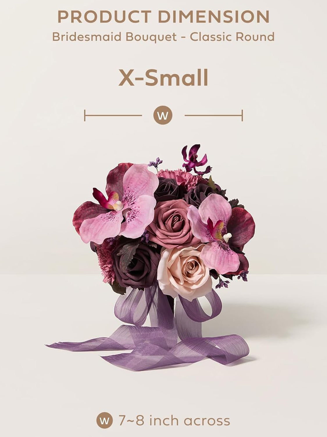 Deep Plum Artificial Wedding Flower Bridesmaids Bouquets 7 Inch