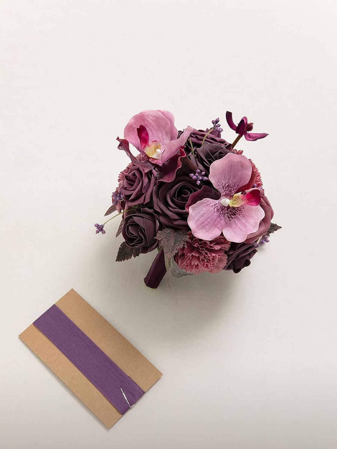 Deep Plum Artificial Wedding Flower Bridesmaids Bouquets 7 Inch