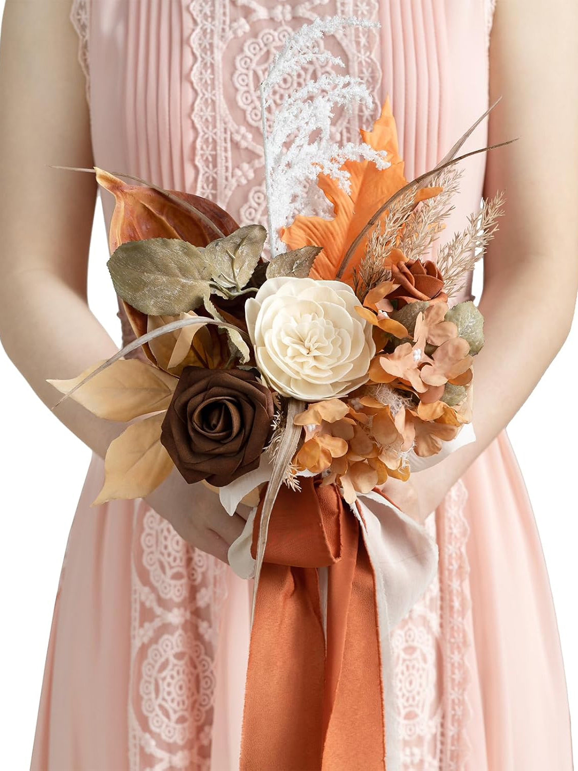 Boho & Terracotta Artificial Wedding Flower Bridesmaids Bouquets 7 Inch