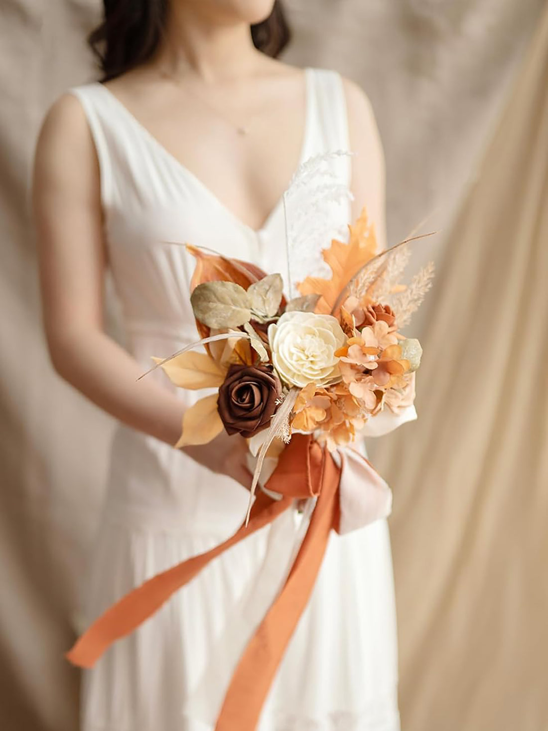 Boho & Terracotta Artificial Wedding Flower Bridesmaids Bouquets 7 Inch