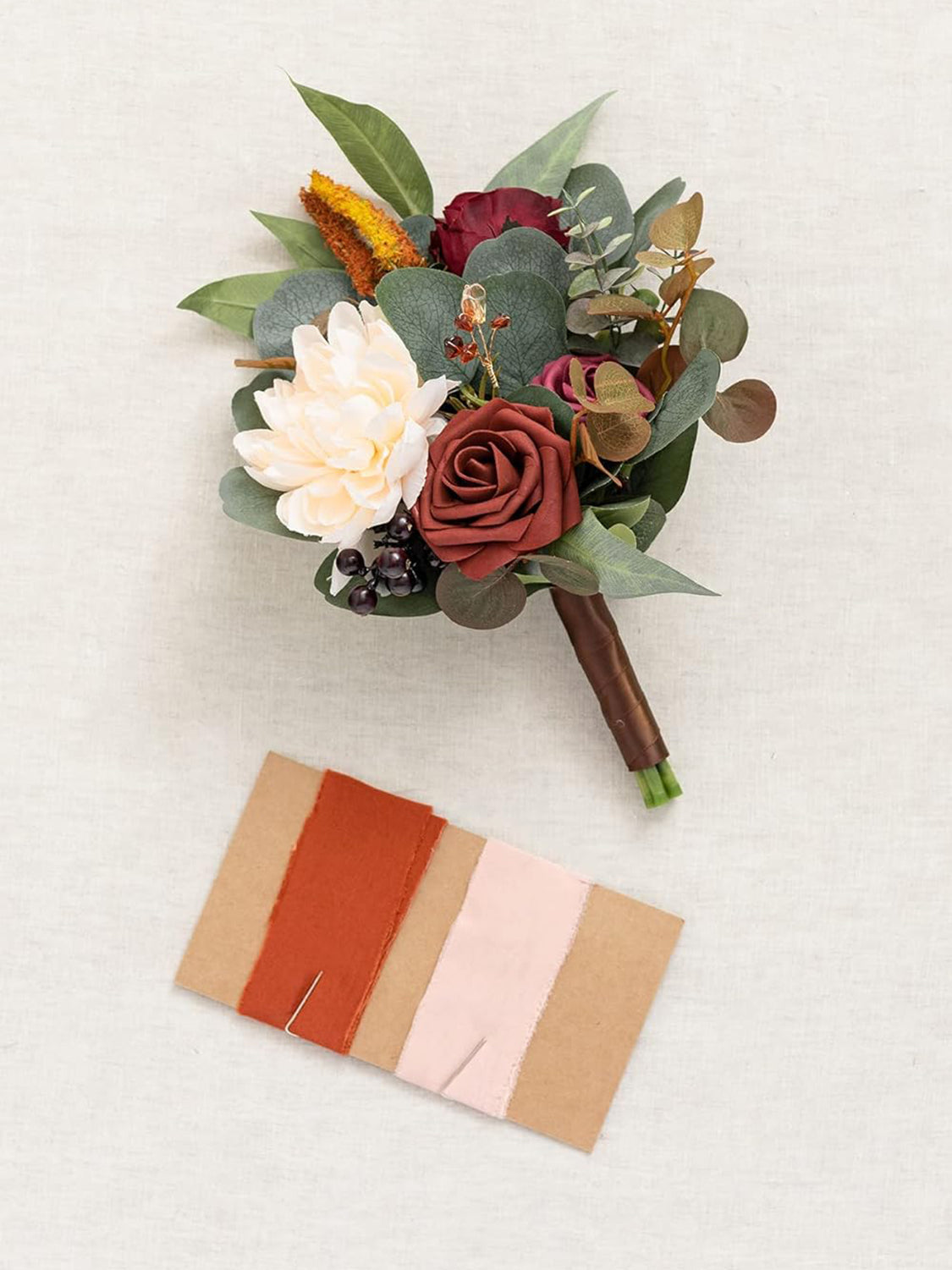 Burnt Orange Artificial Wedding Flower Bridesmaids Bouquets 7 Inch
