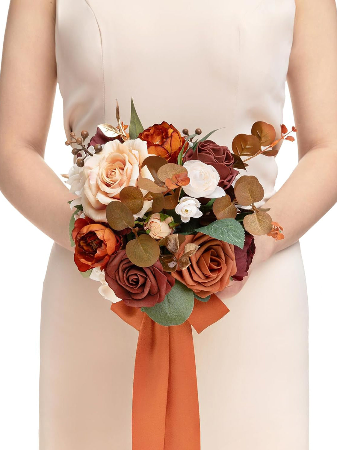 Gradual Terracotta Artificial Wedding Flower Bridesmaids Bouquets 7 Inch