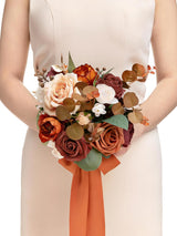 Gradual Terracotta Artificial Wedding Flower Bridesmaids Bouquets 7 Inch