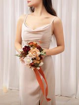 Gradual Terracotta Artificial Wedding Flower Bridesmaids Bouquets 7 Inch
