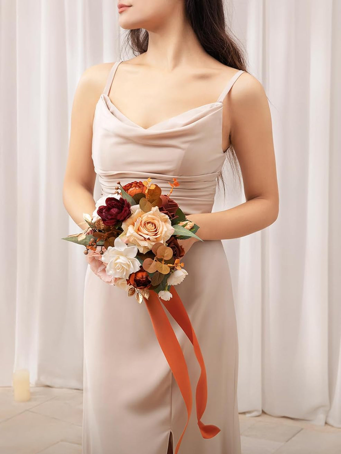 Gradual Terracotta Artificial Wedding Flower Bridesmaids Bouquets 7 Inch