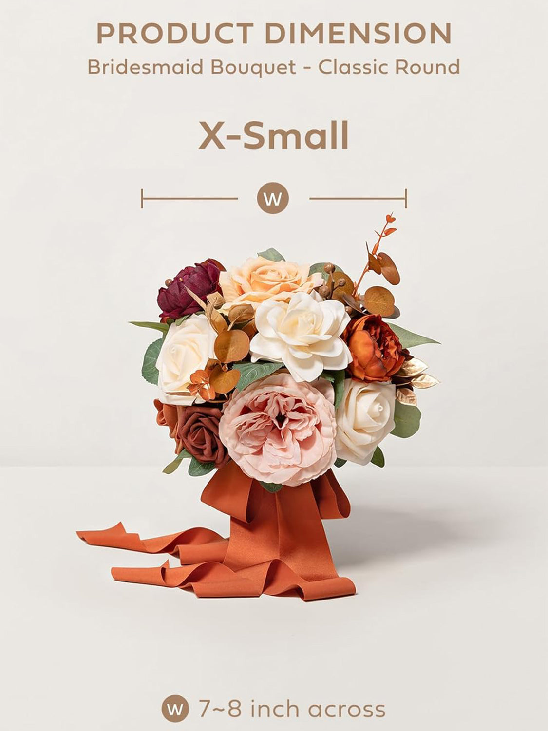Gradual Terracotta Artificial Wedding Flower Bridesmaids Bouquets 7 Inch