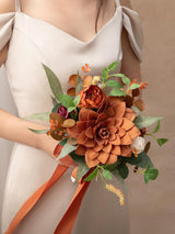Sunset Terracotta Artificial Wedding Flower Bridesmaids Bouquets 7 Inch
