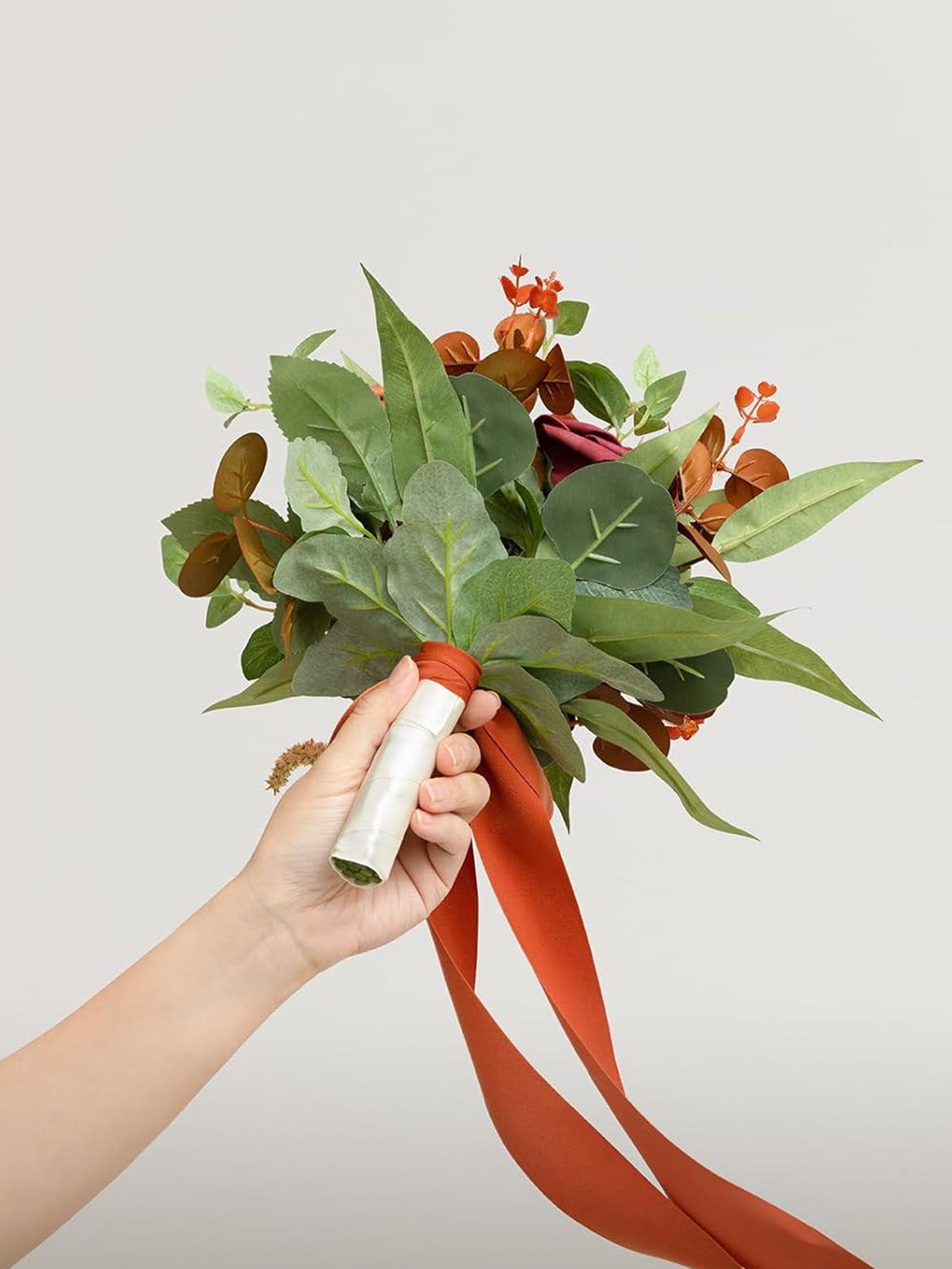 Sunset Terracotta Artificial Wedding Flower Bridesmaids Bouquets 7 Inch