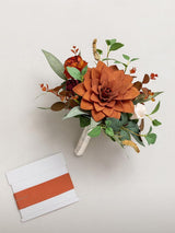 Sunset Terracotta Artificial Wedding Flower Bridesmaids Bouquets 7 Inch
