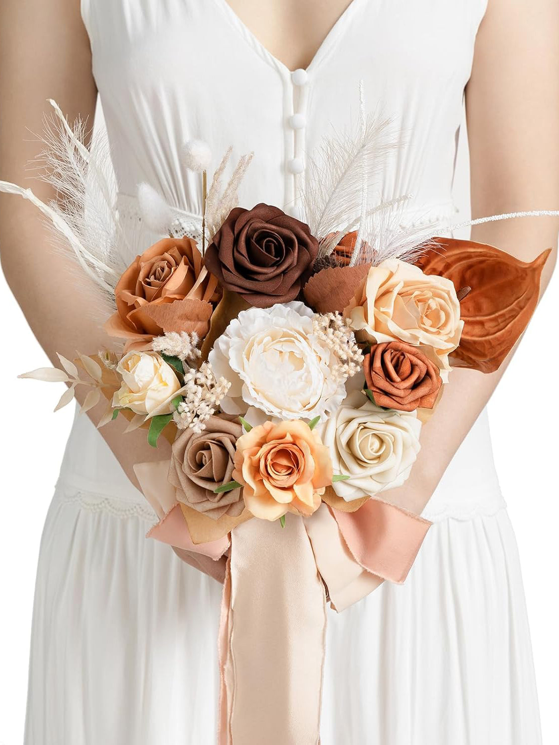 Rust Boho & Terracotta Artificial Wedding Flower Bridesmaids Bouquets 7 Inch