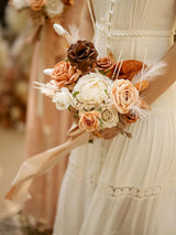 Rust Boho & Terracotta Artificial Wedding Flower Bridesmaids Bouquets 7 Inch