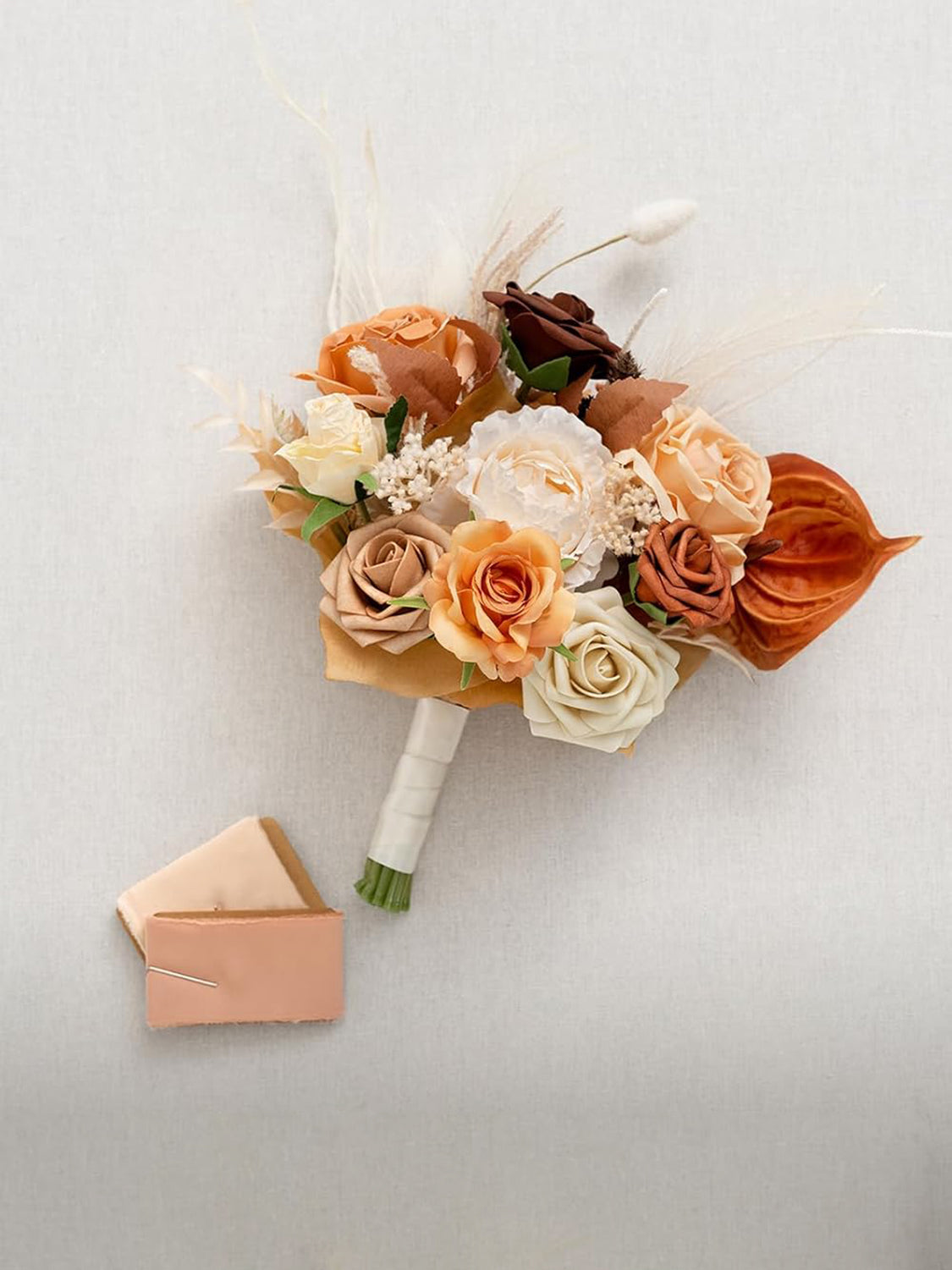 Rust Boho & Terracotta Artificial Wedding Flower Bridesmaids Bouquets 7 Inch