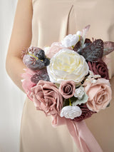 Dusty Rose & Mauve Artificial Wedding Flower Bridesmaids Bouquets 7 Inch