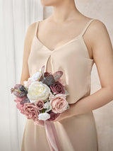 Dusty Rose & Mauve Artificial Wedding Flower Bridesmaids Bouquets 7 Inch