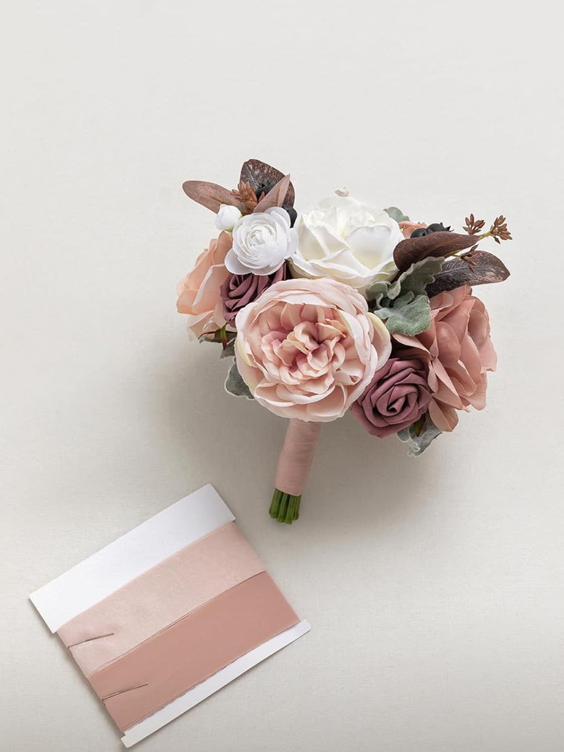 Dusty Rose & Mauve Artificial Wedding Flower Bridesmaids Bouquets 7 Inch