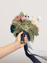 Dusty Rose & Navy Artificial Wedding Flower Bridesmaids Bouquets 7 Inch