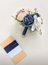 Dusty Rose & Navy Artificial Wedding Flower Bridesmaids Bouquets 7 Inch